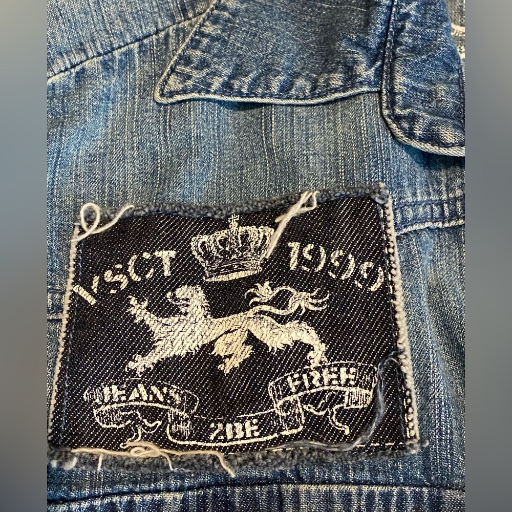 VSCT | Vintage Men’s VSCT Denim Shirt with Logo Patches | Clubwear | Y2K EUC L. - Picture 8 of 13